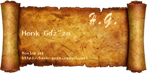 Henk Géza névjegykártya